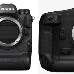 comparativa-canon-eos-r1-vs-nikon-z9 Comparación frontal de las cámaras Canon EOS R1 y Nikon Z9 sin objetivos montados