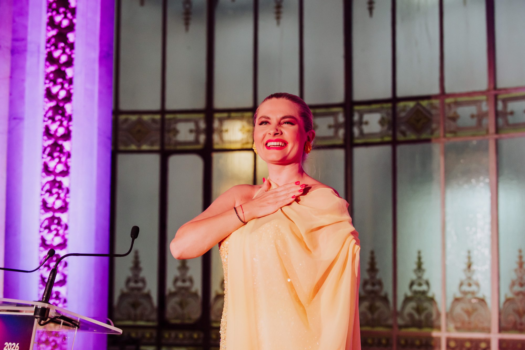 Event Photographer in Madrid: Our Coverage of the CONAF Women in Economy Gala at the Real Casino de Madrid - nicoletalupuagency Soprano Anita Hartig on stage at the Gala Women in Economy in the Real Casino de Madrid, photographed by Lupu Agency
