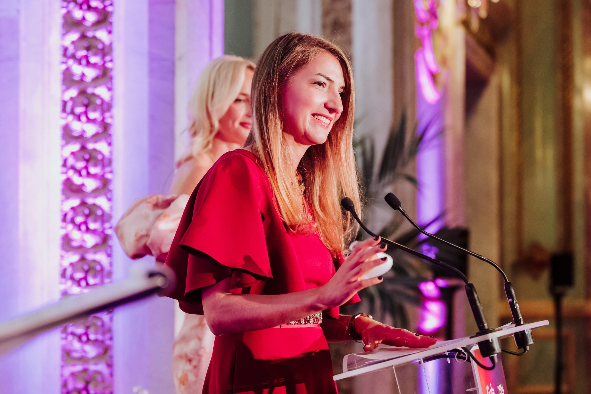 Event Photographer in Madrid: Our Coverage of the CONAF Women in Economy Gala at the Real Casino de Madrid - nicoletalupuagency Raluca Maria Mihăilă, chargé d’affaires a.i. of the Embassy of Romania in Spain, speaking at the Gala Women in Economy at the Real Casino de Madrid